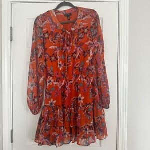 Floral Orange Chiffon Dress